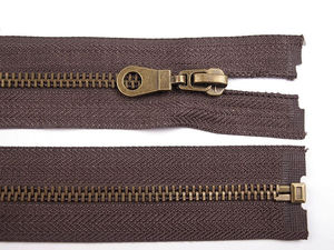 Fermoar metalic premium nr. 5 cu dinți din alamă antică (60 cm), pentru jachete și textile groase