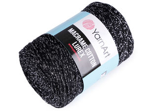 Fir premium macrame din bumbac cu lurex pentru tricotat și croșetat - Șnur metalizat de 250g pentru coșuri, covoare și genți