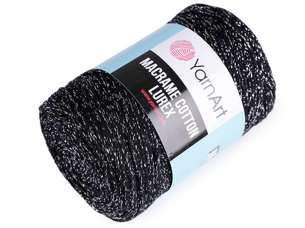 Fir premium macrame din bumbac cu lurex pentru tricotat și croșetat - Șnur metalizat de 250g pentru coșuri, covoare și genți