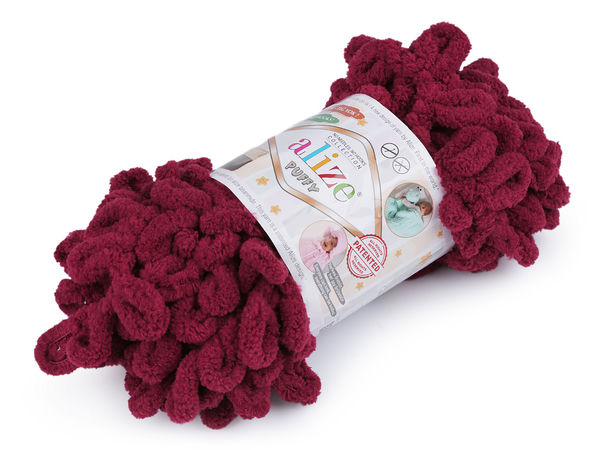 Fir tip șenilă cu bucle Alize Puffy (100g) – Fir de tricotat cu degetele, fără andrele, pentru pături și fulare