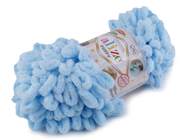 Fir tip șenilă cu bucle Alize Puffy (100g) – Fir de tricotat cu degetele, fără andrele, pentru pături și fulare