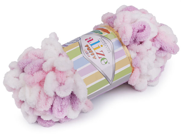 Fir cu bucle pentru tricotat cu degetele Alize Puffy Color – Fir chenille premium catifelat (100g)