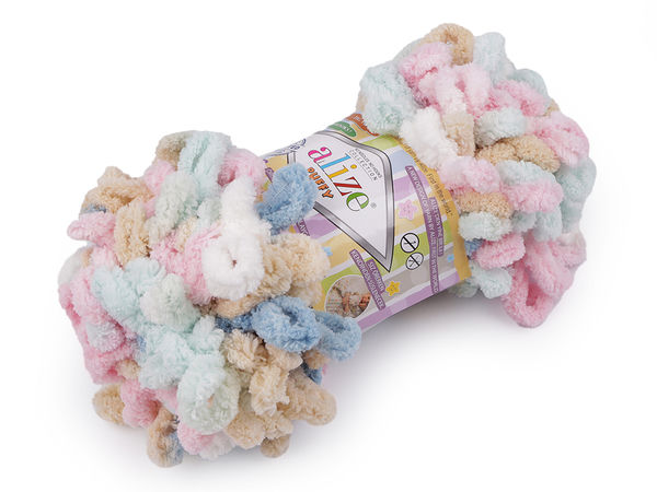 Fir cu bucle pentru tricotat cu degetele Alize Puffy Color – Fir chenille premium catifelat (100g)