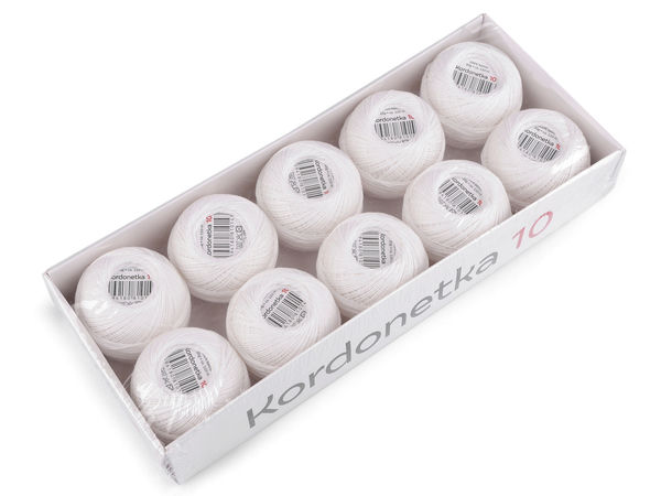 Ață premium din bumbac cordonet pentru croșetat și dantelă, albă - Kordonetka 20g