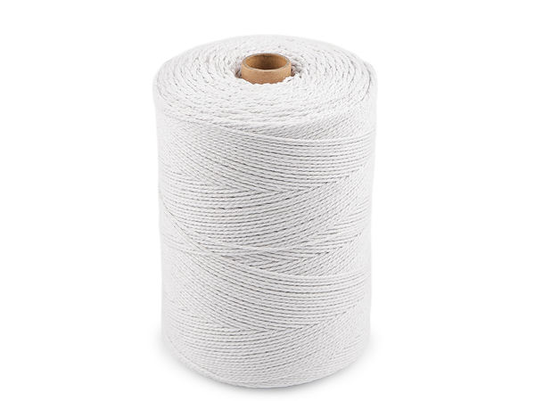 Șnur premium din bumbac pentru macrame (1,5-2 mm) - Fir împletit din 6 fire pentru croșetat, coșuri și lucru manual