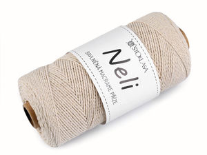 Fir din bumbac premium pentru macrame Neli, 240g - Șnur din bumbac pieptănat pentru croșetat, tricotat și decorațiuni DIY