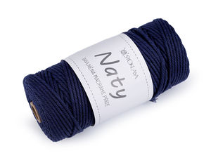 Fir macrame din bumbac pieptănat premium Naty (3mm) – Șnur gros de bumbac pentru tricotat, croșetat, pufuri și coșuri decorative