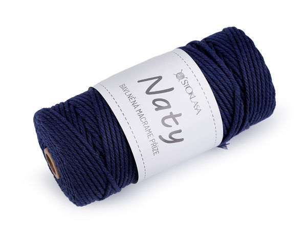 Fir macrame din bumbac pieptănat premium Naty (3mm) – Șnur gros de bumbac pentru tricotat, croșetat, pufuri și coșuri decorative