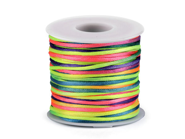 Șnur de satin premium de 2 mm, multicolor, pentru Kumihimo, bijuterii handmade și proiecte creative