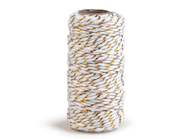 Șnur decorativ din bumbac răsucit cu fir metalic Lurex (1,5 mm) - Cordon elegant pentru ambalarea cadourilor, floristică și proiecte creative