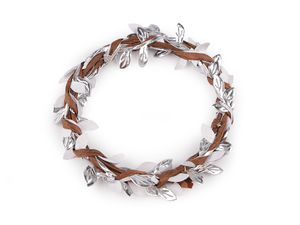 Ghirlandă din sârmă cu frunze metalice - Vrej decorativ floral flexibil, 2m
