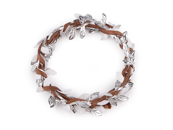 Ghirlandă din sârmă cu frunze metalice - Vrej decorativ floral flexibil, 2m