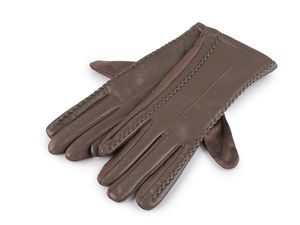 Mănuși elegante de damă din piele ecologică matlasată pentru ecrane tactile - Mănuși de toamnă și iarnă căptușite cu pluș (Bej închis)