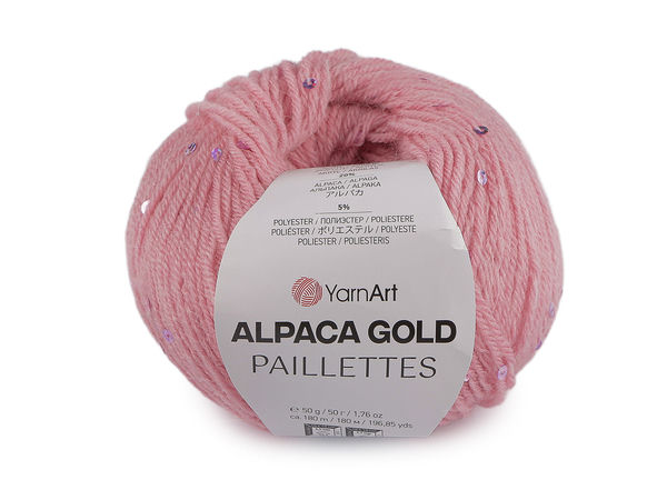 Fir de tricotat și croșetat premium Alpaca Gold cu paiete (50g) - Amestec moale și călduros de lână cu o strălucire elegantă
