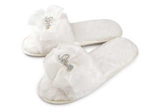 Papuci de mireasă premium din pluș Love - Papuci slip-on crem deschis pentru mireasă și domnișoare de onoare