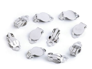 Baze de cercei cu clips platinate (10x18 mm) cu platou plat de 10 mm pentru bijuterii handmade