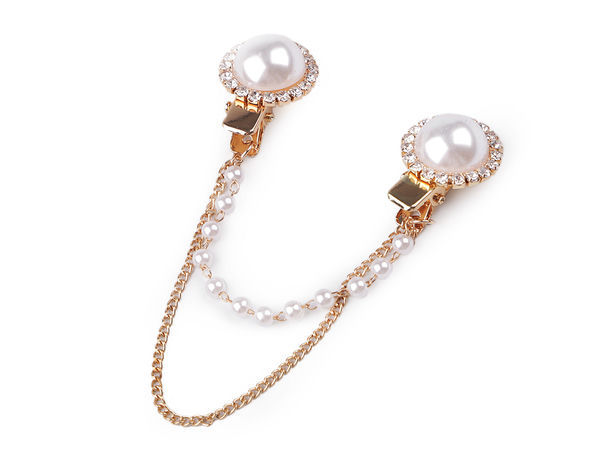 Clips elegant tip broșă pentru cardigan, cu perle artificiale și strasuri