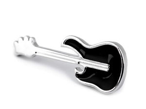 Insignă metalică minimalistă de rever și mini-broșă - Chitară și avion