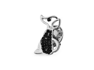 Broșă elegantă în formă de cățel platinat - Mini-pin cu pietre strălucitoare pentru rever, pălărie și geantă