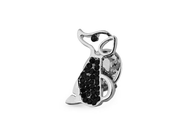 Broșă elegantă în formă de cățel platinat - Mini-pin cu pietre strălucitoare pentru rever, pălărie și geantă