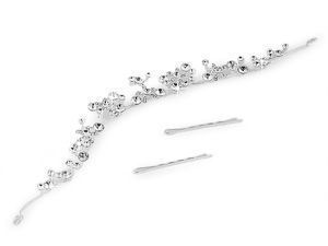 Set de ace de păr cu cristale pentru mireasă - Ghirlandă flexibilă cu strasuri și accesoriu de nuntă pentru cocuri, banchete și coafuri festive (2 piese)