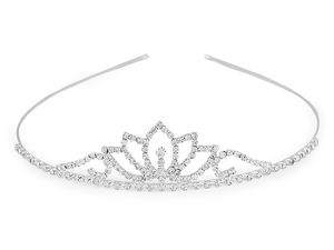 Cordeluță tip tiară premium cu strasuri din cristal pentru nunți, baluri și concursuri de frumusețe