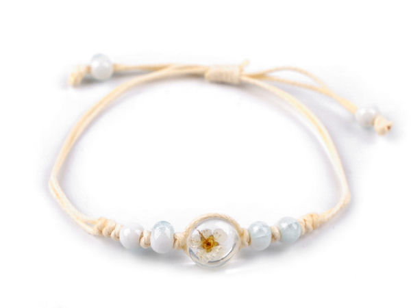 Set de brățări Shamballa lucrate manual, cu flori naturale uscate și mărgele din sticlă - Șnur macrame reglabil, pachet de 12 bucăți multicolor