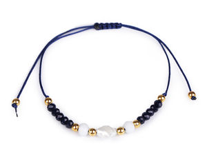 Brățară Shamballa din sidef cu mărgele din sticlă fațetată și metal - Mărime universală reglabilă