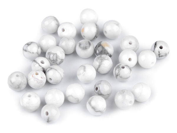 Mărgele premium din howlit natural (6 mm) - Mărgele rotunde din minerale pentru crearea de bijuterii