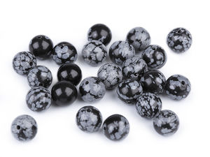 Mărgele din obsidian fulg de nea natural - Mărgele minerale vrac de 8 mm pentru confecționarea de bijuterii și brățări DIY