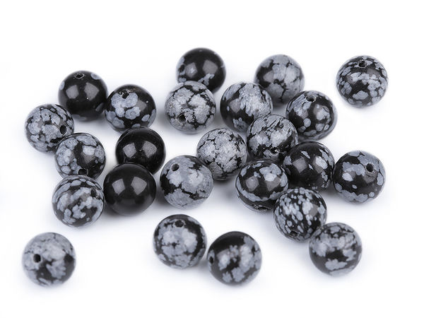 Mărgele din obsidian fulg de nea natural - Mărgele minerale vrac de 8 mm pentru confecționarea de bijuterii și brățări DIY