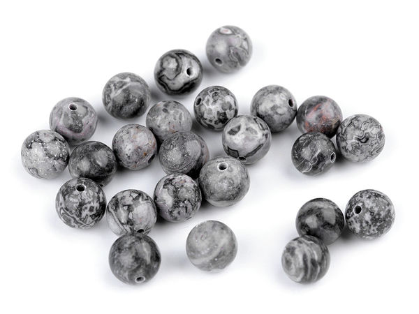 Mărgele din marmură naturală (8mm) - Mărgele din piatră semiprețioasă gri pentru confecționarea bijuteriilor și brățări Buddha
