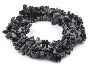 Mărgele din fragmente minerale de obsidian cu aspect de fulgi pe fir de nailon pentru crearea de bijuterii