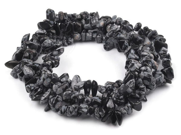 Mărgele din fragmente minerale de obsidian cu aspect de fulgi pe fir de nailon pentru crearea de bijuterii
