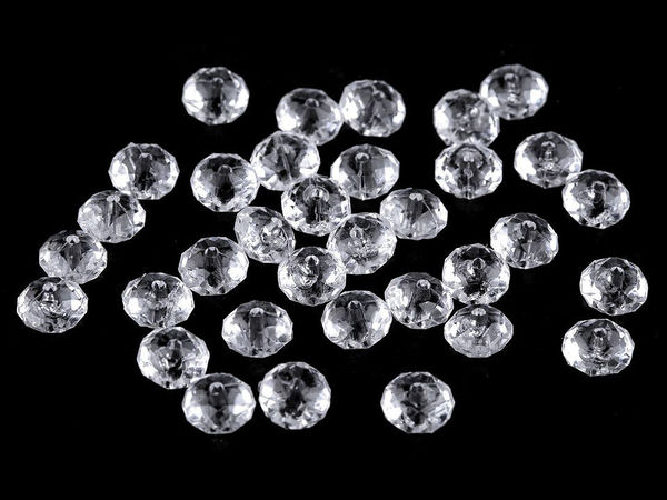 Mărgele premium din plastic, transparente și fațetate, tip rondelă (5x8 mm) - Mărgele distanțiere ușoare pentru crearea de bijuterii și perdele din mărgele