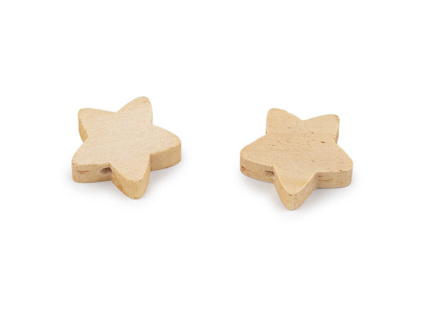 Mărgele premium din lemn natural cu forme - Floare și stea de 20 mm pentru proiecte de galanterie, hobby și lucru manual
