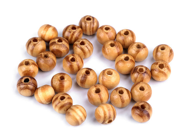 Mărgele premium din lemn de pin lăcuit (8 mm) - Mărgele de galanterie cu textură naturală pentru bijuterii și proiecte creative