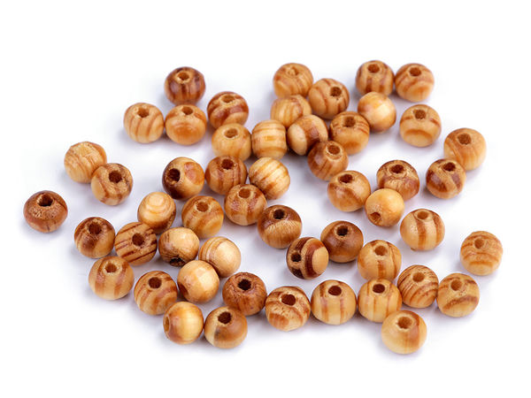 Mărgele Premium din Lemn de Pin Natural Lăcuit (Ø 6 mm) - Mărgele pentru Artizanat și Bijuterii