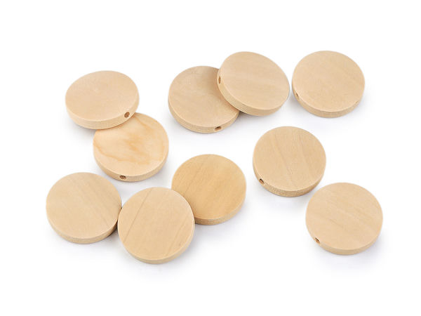 Mărgele din lemn plate Premium netratate – Mărgele rotunde și plate de 20 mm din lemn natural pentru bijuterii, decorațiuni DIY, macrame și prinzătoare de vise