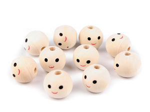 Mărgele premium din lemn de 18 mm în formă de cap de păpușă cu chip pictat - Mărgele de artizanat din lemn natur pentru păpuși, amigurumi și proiecte DIY