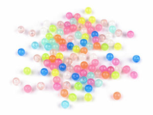 Mărgele premium din plastic, fosforescente (6 mm) - Mix colorat translucid pentru confecționarea de bijuterii și proiecte creative (20 g)