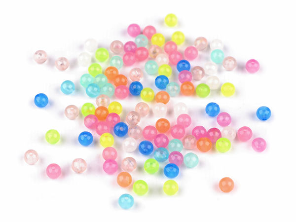 Mărgele premium din plastic, fosforescente (6 mm) - Mix colorat translucid pentru confecționarea de bijuterii și proiecte creative (20 g)