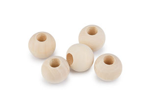 Mărgele premium din lemn natural nefinisat, cu gaură mare - Mărgele de 25 mm pentru proiecte creative