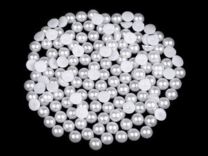 Jumătăți de perle cu spate plat pentru lucru manual și scrapbooking, Ø9mm - Caboșoane strălucitoare pentru decorațiuni DIY și nunți