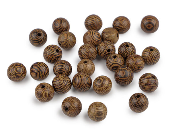 Mărgele premium din lemn lăcuit (8mm) - Natur închis