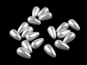 Mărgele Glance Premium tip lacrimă din imitație de perle albe, 10x20 mm - Perle acrilice lucioase și ușoare pentru confecționarea bijuteriilor