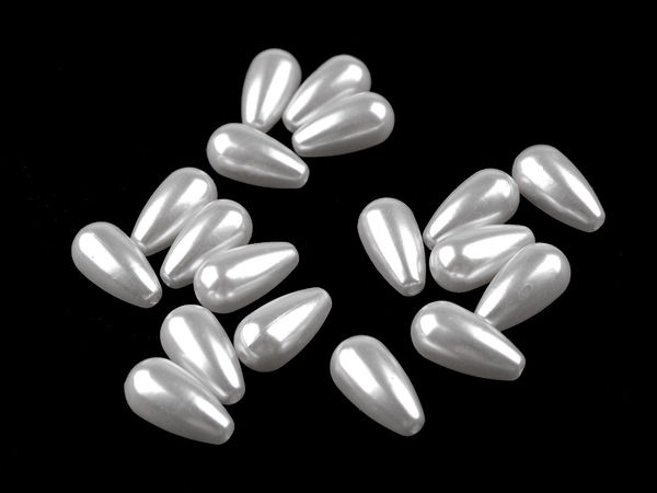 Mărgele Glance Premium tip lacrimă din imitație de perle albe, 10x20 mm - Perle acrilice lucioase și ușoare pentru confecționarea bijuteriilor