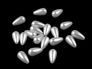 Mărgele tip perlă Glance în formă de picătură - Perle acrilice ușoare de 8x16mm pentru bijuterii și lucru manual - Alb, pachet 10g
