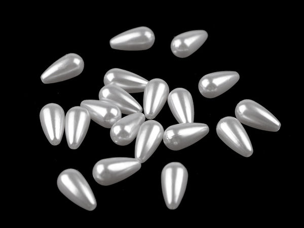 Mărgele tip perlă Glance în formă de picătură - Perle acrilice ușoare de 8x16mm pentru bijuterii și lucru manual - Alb, pachet 10g