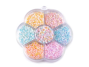 Set de mărgele de nisip mate în culori pastelate, în cutie organizatoare floare (50g) - Mărgele rocaille de 2,3 mm pentru bijuterii handmade și lucru manual